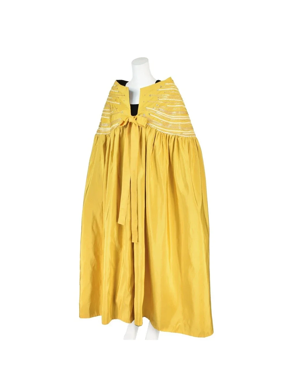 LEE MENICHETTI Golden Yellow Silk Faille Cloak with Black Silk Lining OS